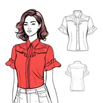 frilly red shirt image